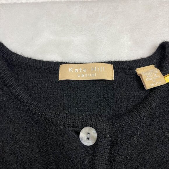 Kate Hill Casual Christmas Cardigan Sweater Women's Size Small 100% Wool Black - Picture 6 of 10